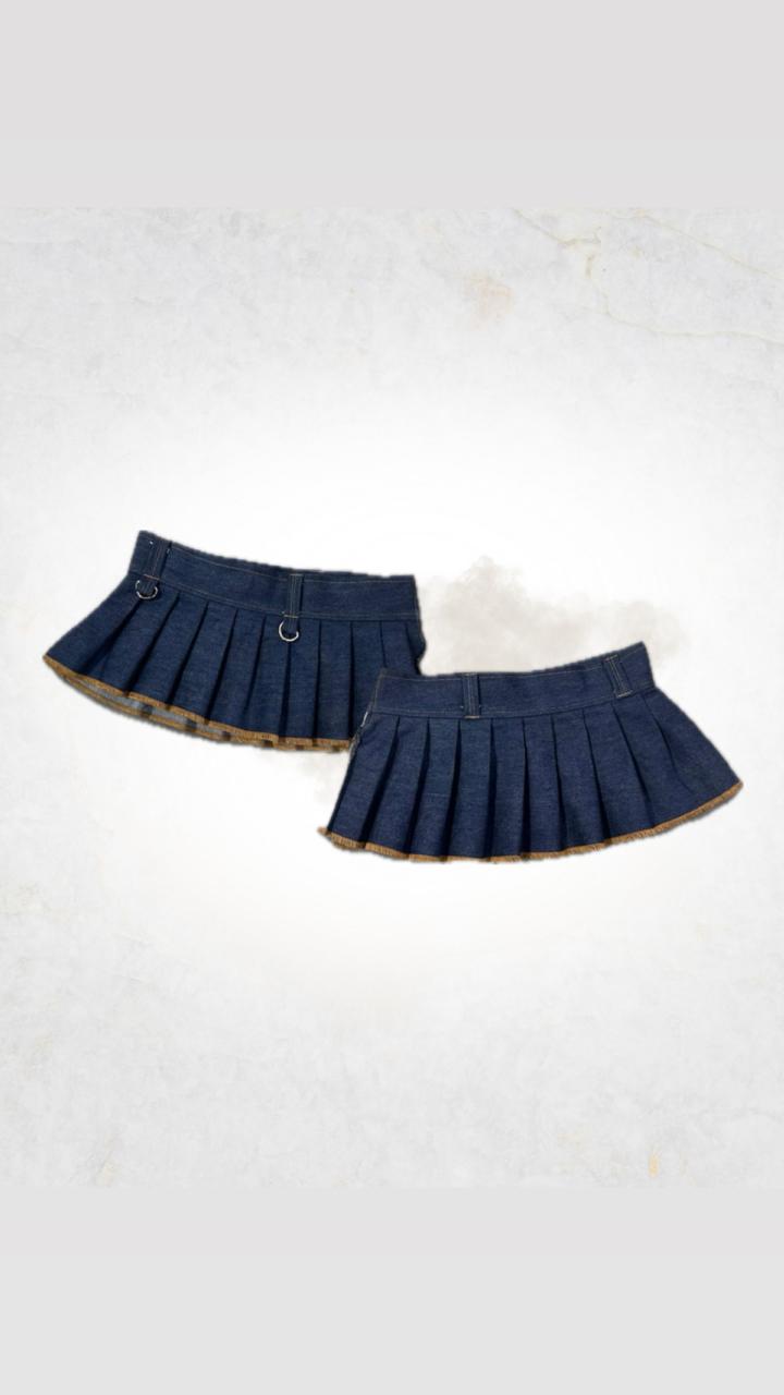 Upcycled Denim Pleated Skirts