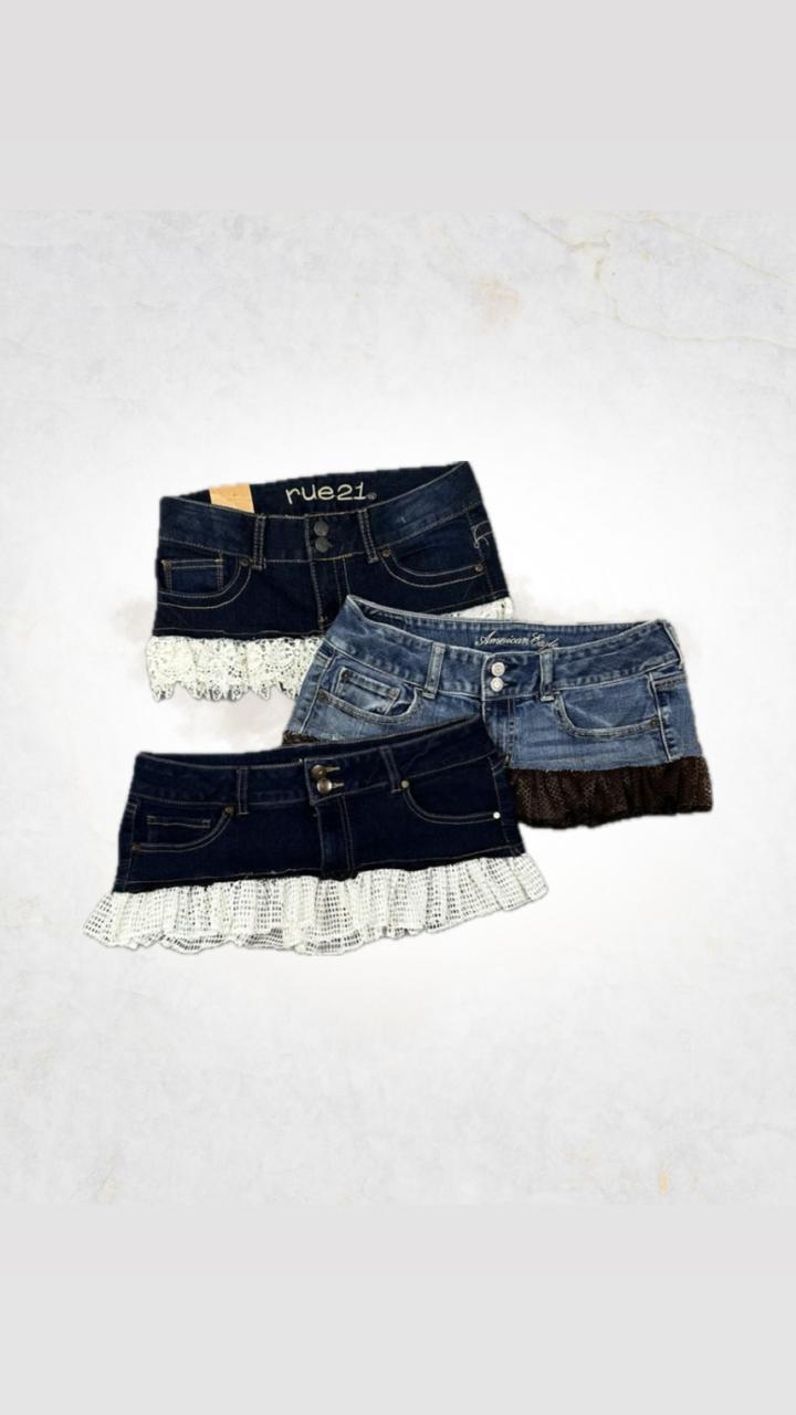 Upcycled Denim Belted Skirts